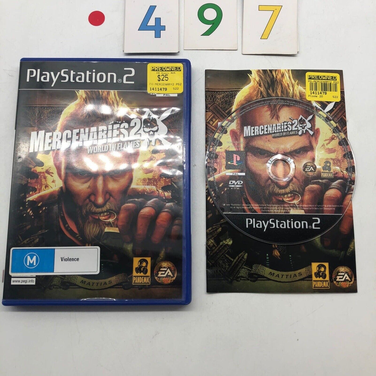 Mercenaries 2 World In Flames PS2 Game + Manual PAL