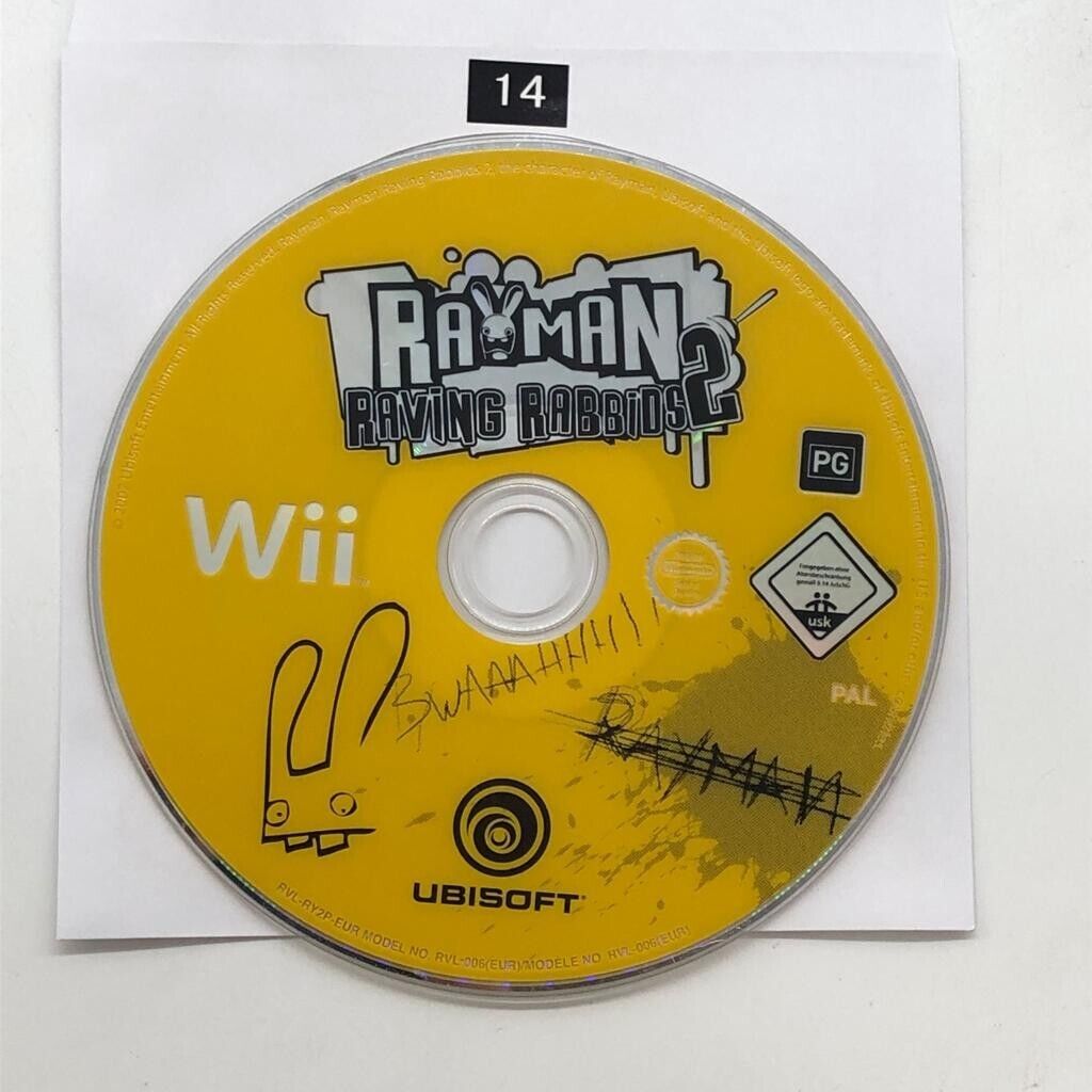 Rayman Raving Rabbids 2 II Wii Game Disc