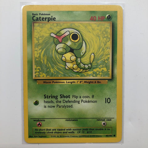 Caterpie Pokemon Card 45/102 Base Set 28A4