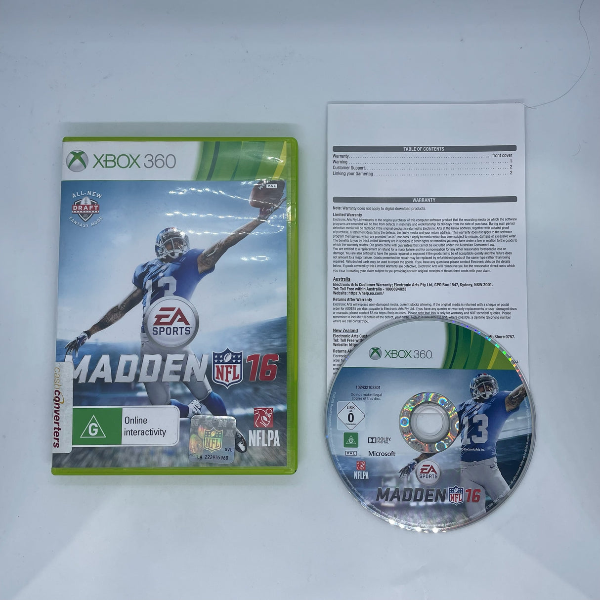 Madden NFL 16 Xbox 360 Game + Manual PAL