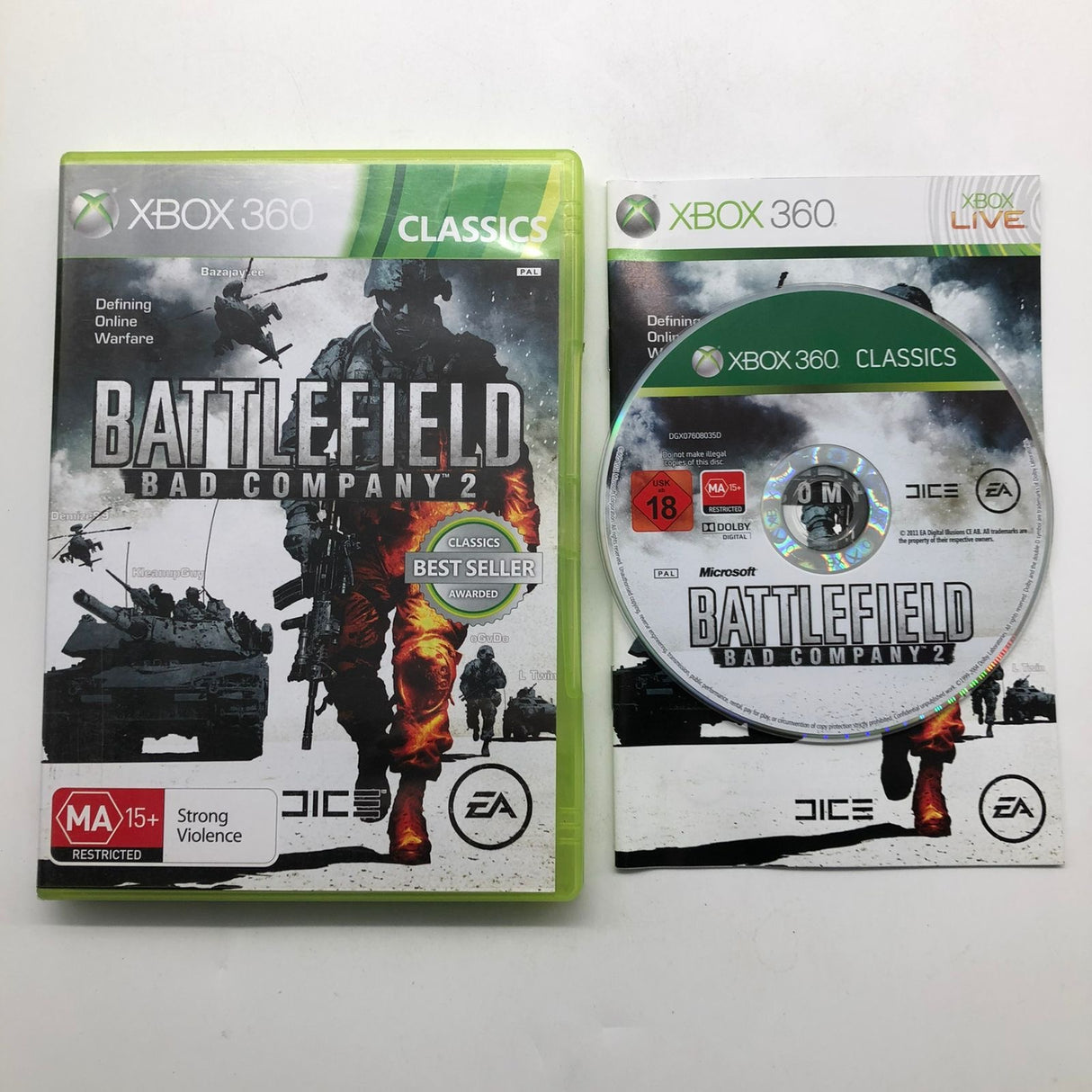 Battlefield Bad Company 2 Xbox 360 Game + Manual PAL 25AU4