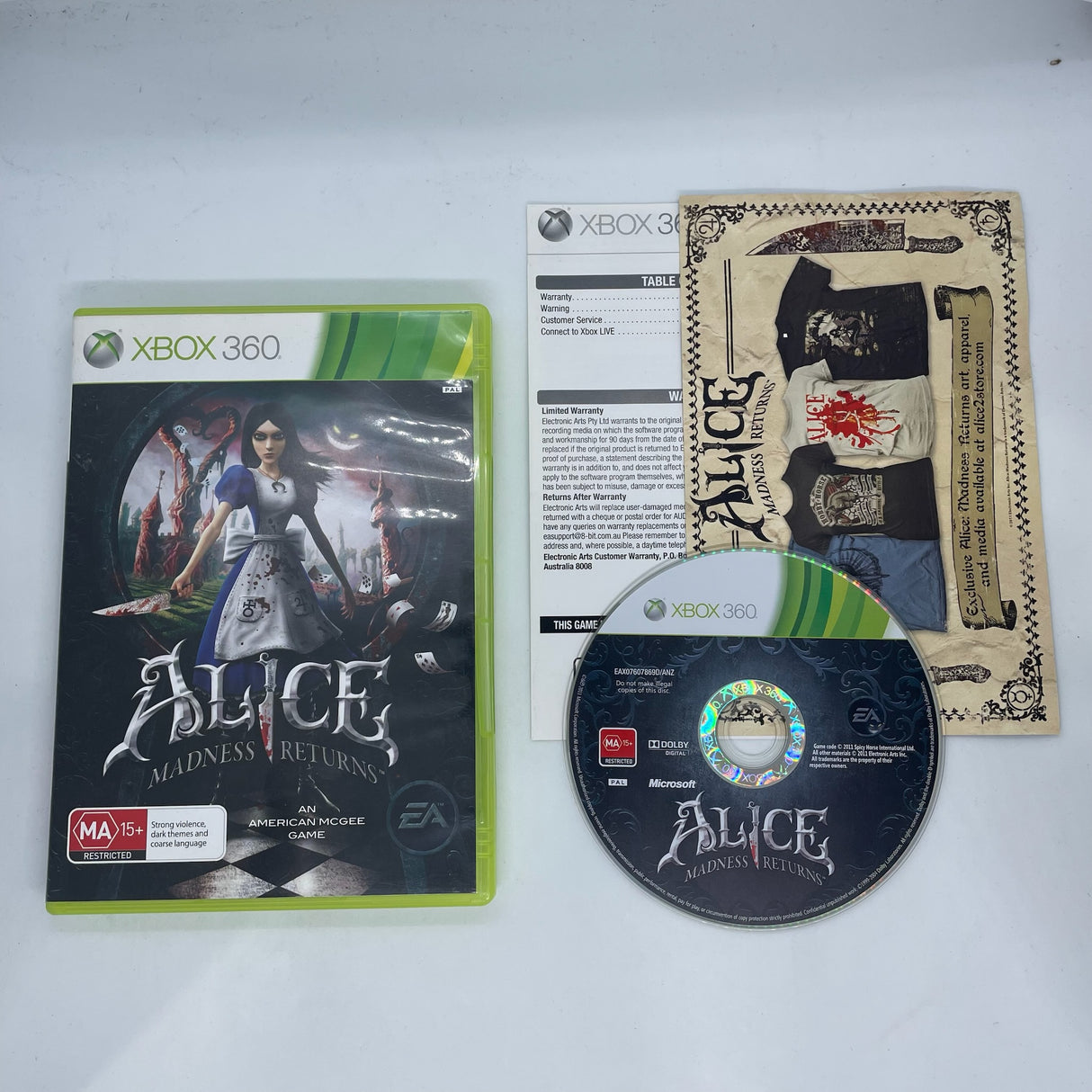 Alice Madness Returns Xbox 360 Game + Manual PAL