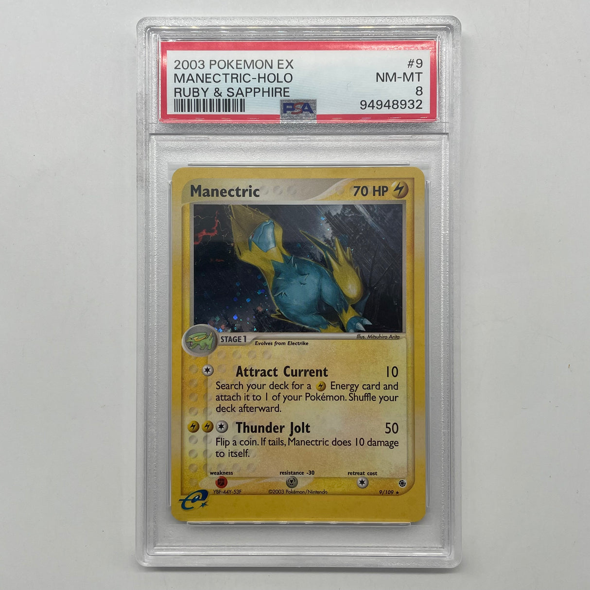 2003 Pokémon Card Holo Manectric 9/109 8 PSA Graded