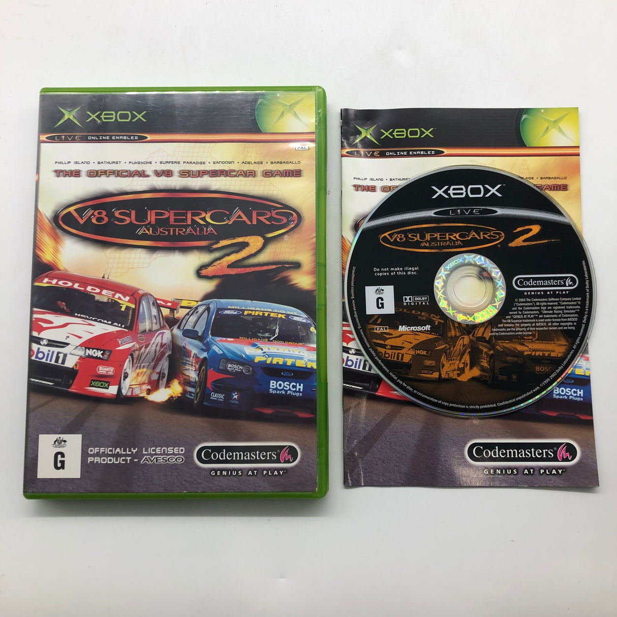 V8 Supercars Australia Race Driver Xbox Original Game + Manual PAL