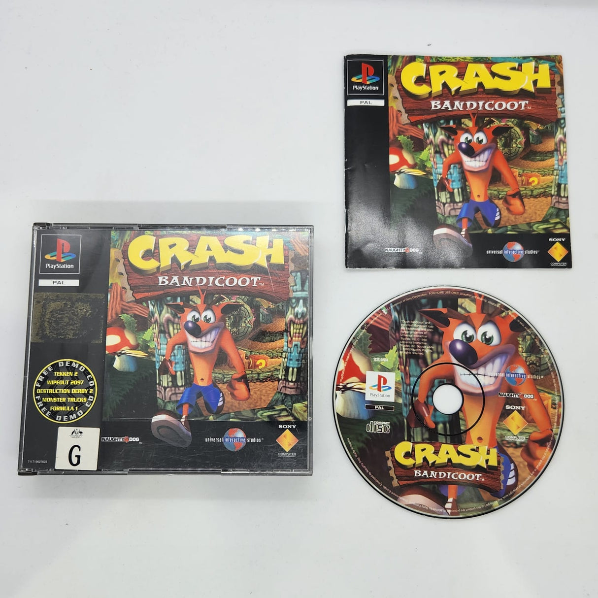 Crash Bandicoot PS1 Playstation 1 Game + Manual PAL