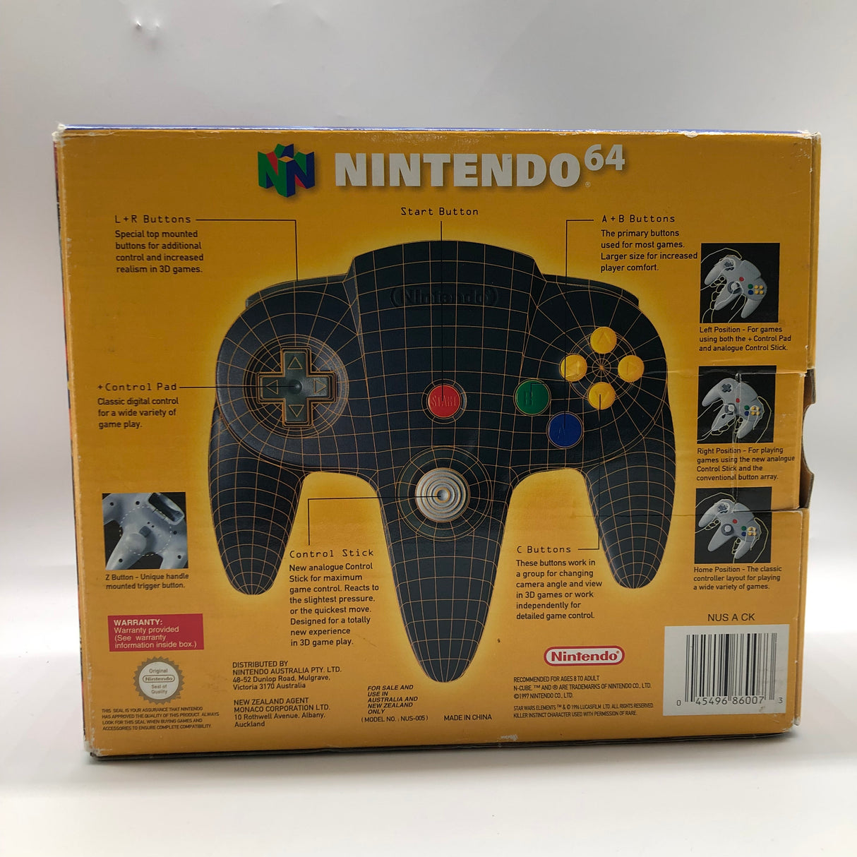 Nintendo 64 N64 Black Controller Boxed PAL 9JE4 - Trippy Trades 