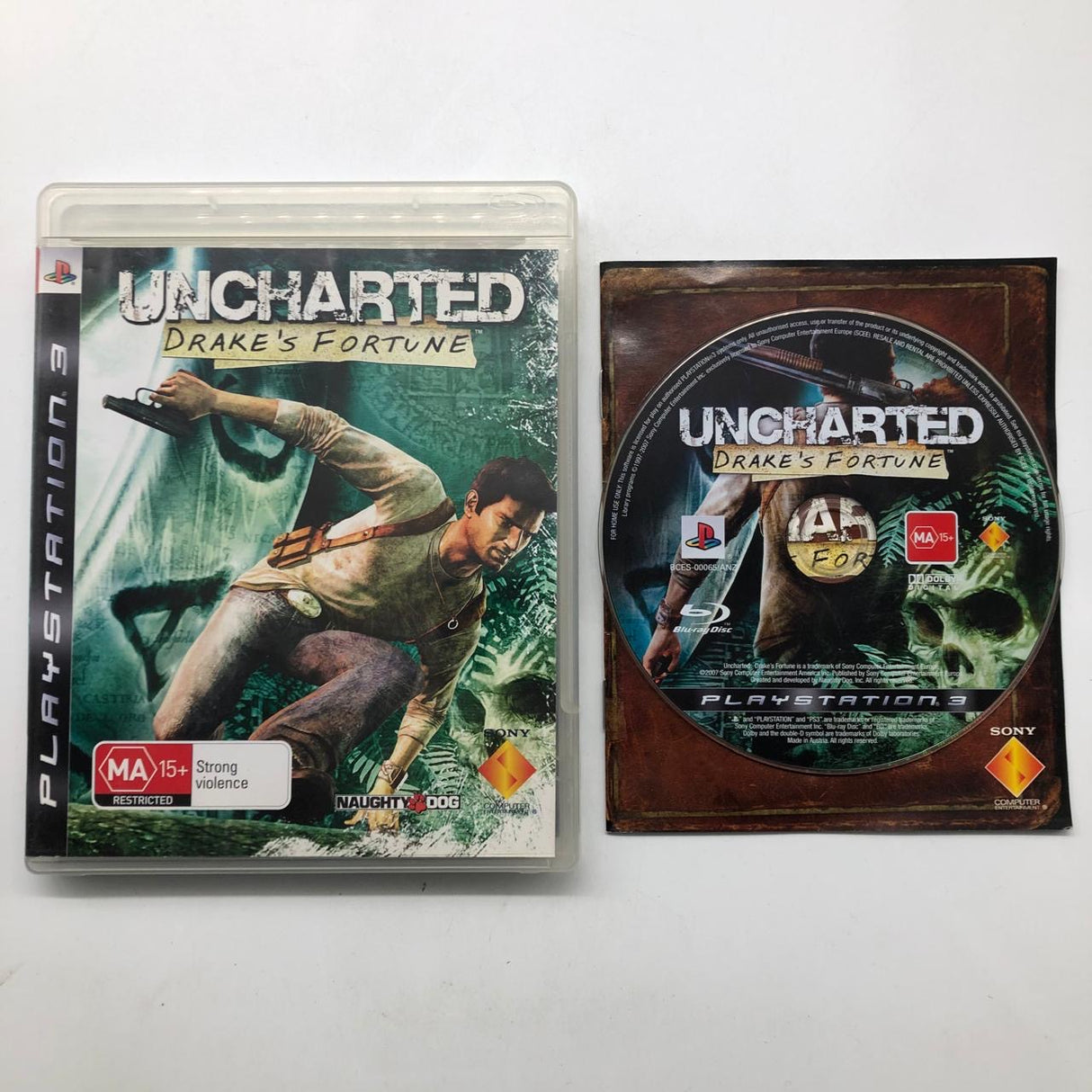 Uncharted Drakes Fortune PS3 Playstation 3 Game + Manual 25AU4