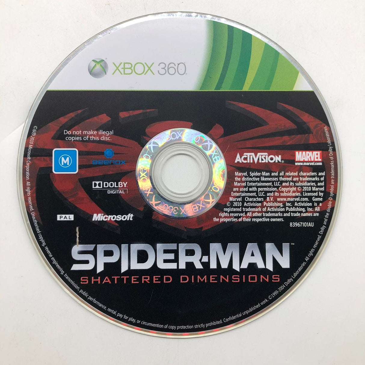 Spider Man shattered Dimensions Xbox 360 Disc Only 25AU4