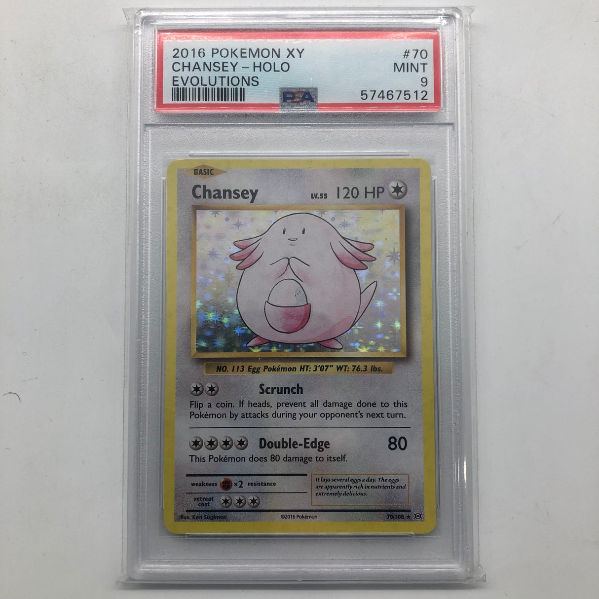 Chansey Pokemon Card XY  70/108 Evolutions Graded PSA 9 25AU4