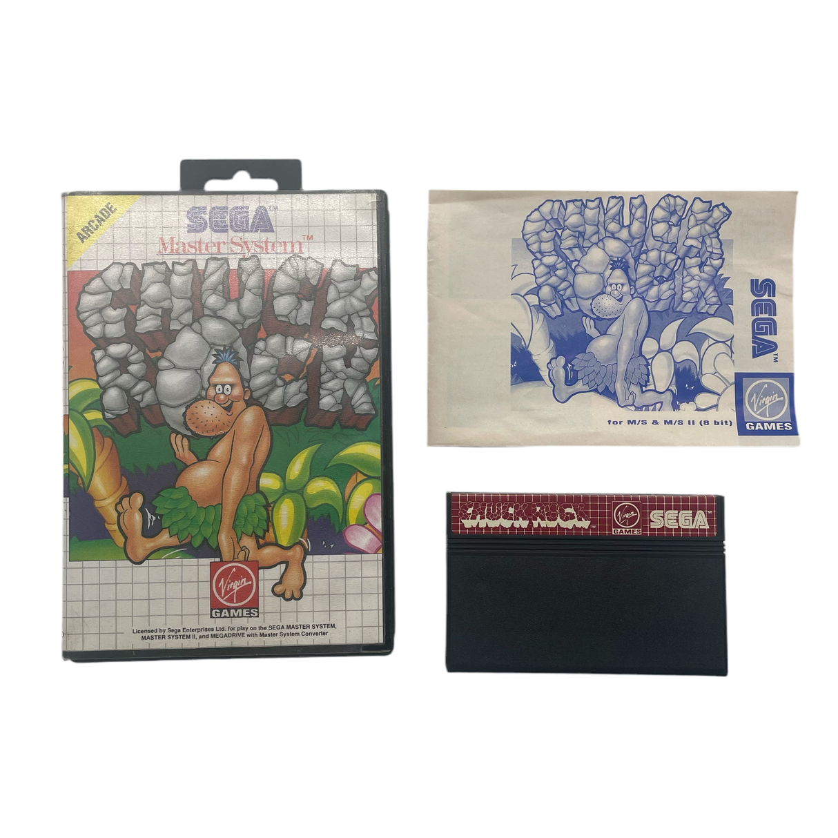 Chuck Rock Sega Master System Game + Manual PAL