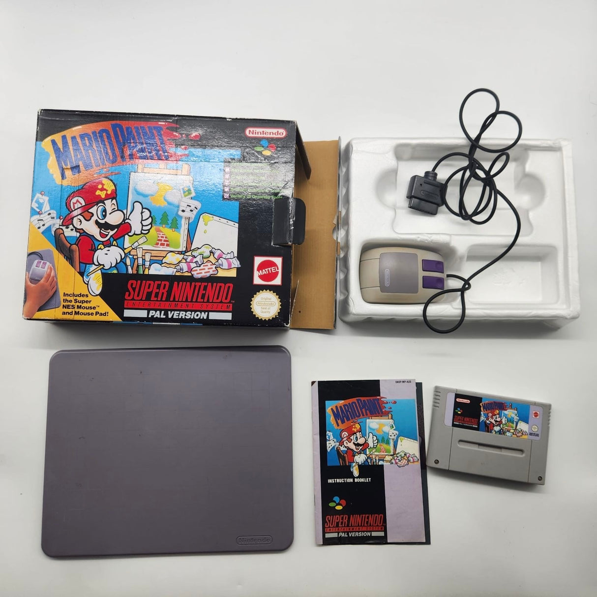 Mario Paint Super Nintendo SNES Game + Mouse Boxed Complete PAL 01S4