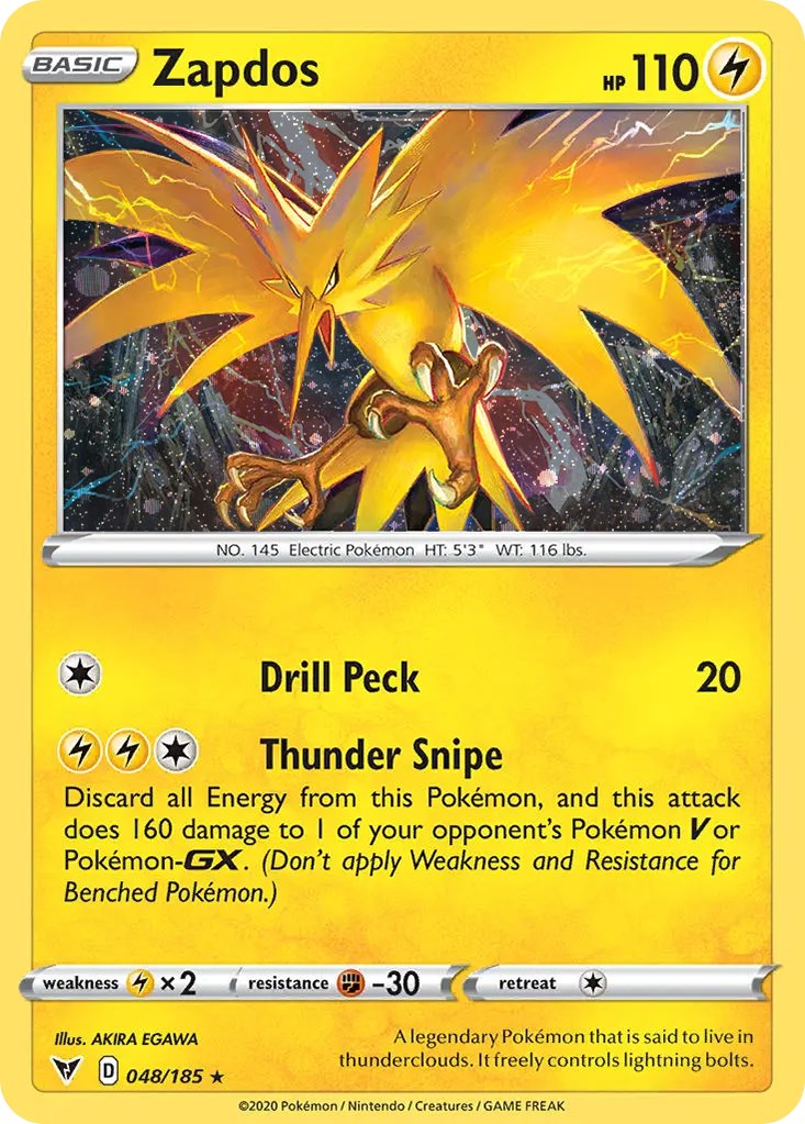 Zapdos (048/185) (Cosmos Holo) [Sword & Shield: Vivid Voltage]