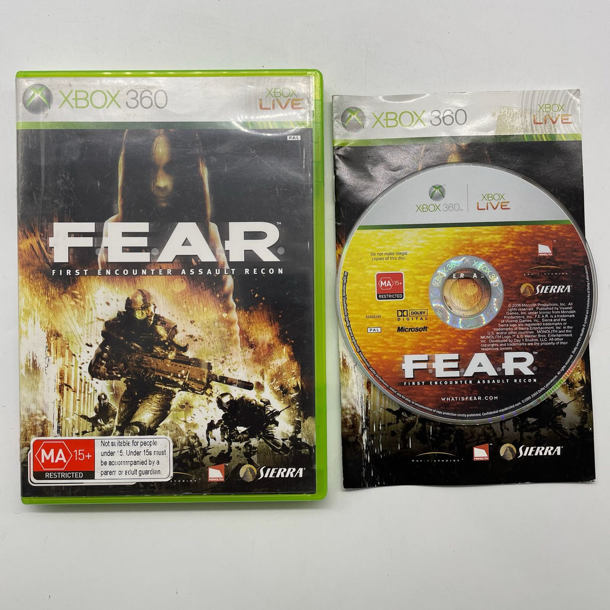 Fear First Encounter Assault Recon Xbox 360 Game + Manual PAL