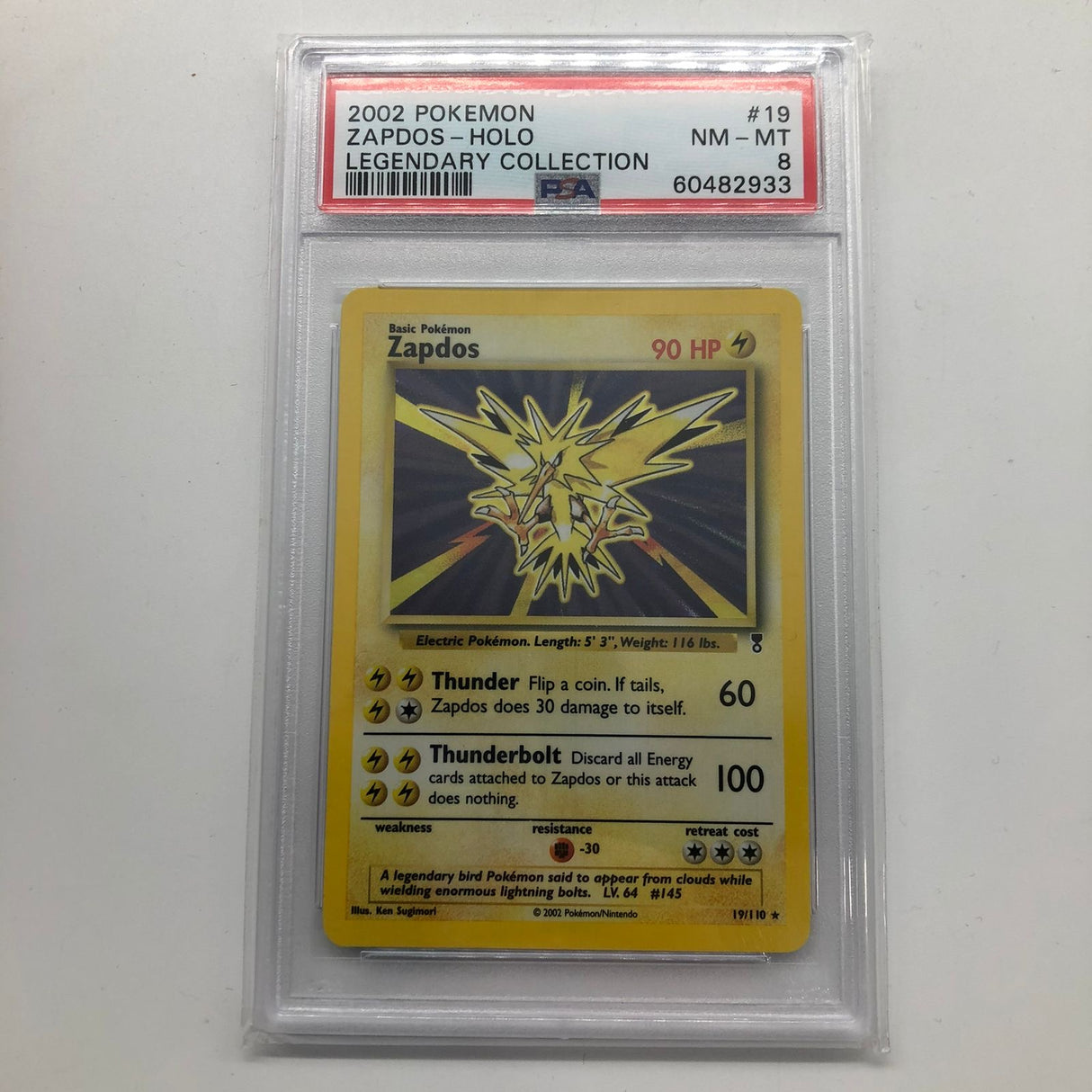 Zapdos Pokemon Card 19/110 Holo Legendary Graded PSA 8