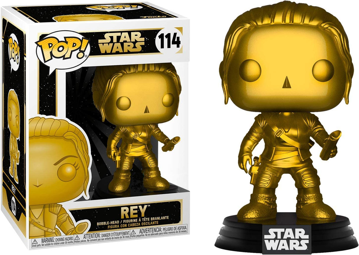 Star Wars Gold Metallic Rey #114 Funko Pop Vinyl Figure - Trippy Trades 