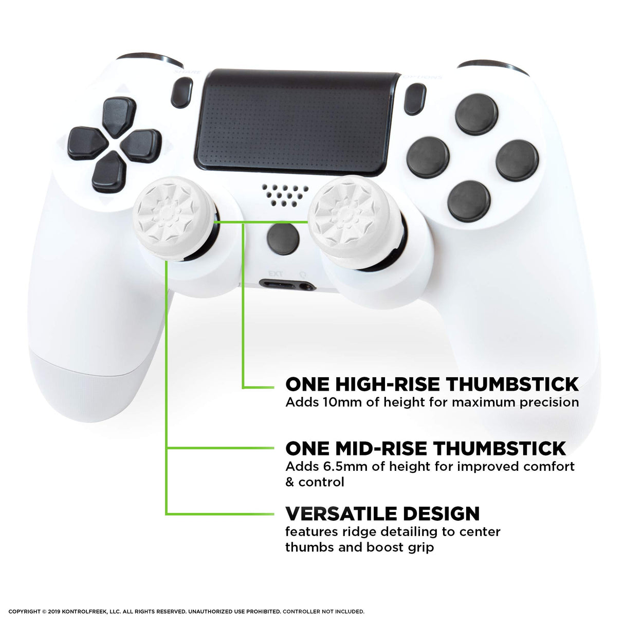 KKontrolFreek FPS Freek Galaxy white for Playstation 4/5 PS4 PS5 Performance Thumbsticks 1 High-Rise, 1 Mid-Rise White - Trippy Trades 