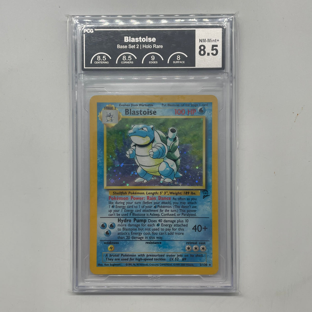 Blastoise PCG Graded Pokémon Card 8.5 Holo Rare 2/130