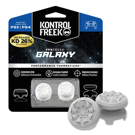 KKontrolFreek FPS Freek Galaxy white for Playstation 4/5 PS4 PS5 Performance Thumbsticks 1 High-Rise, 1 Mid-Rise White - Trippy Trades 