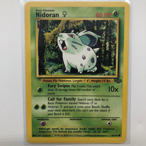 Nidoran Pokemon Card 57/64 Jungle Set 28A4
