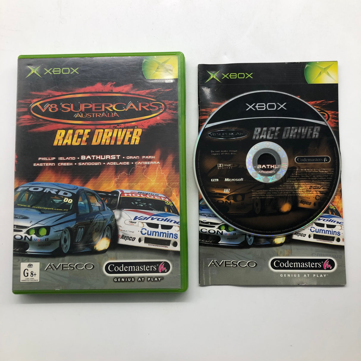 V8 Supercars Australia Race Driver Xbox Original Game + Manual PAL