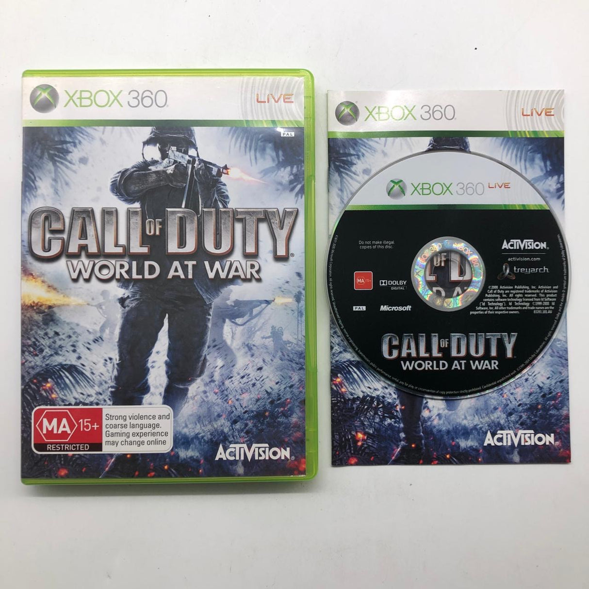 Call of Duty World At War Xbox 360 Game + Manual PAL