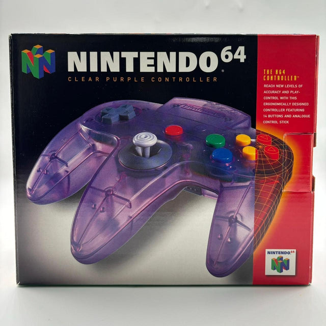 Nintendo 64 N64 Clear Purple Controller Boxed PAL 16JE4 - Trippy Trades 