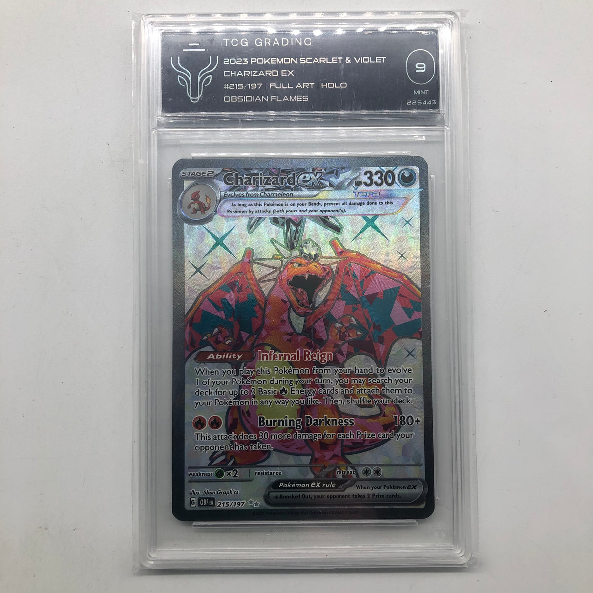 Charizard EX Pokemon Card  215/197 Obsidian Flames Graded TCG 9 25AU4