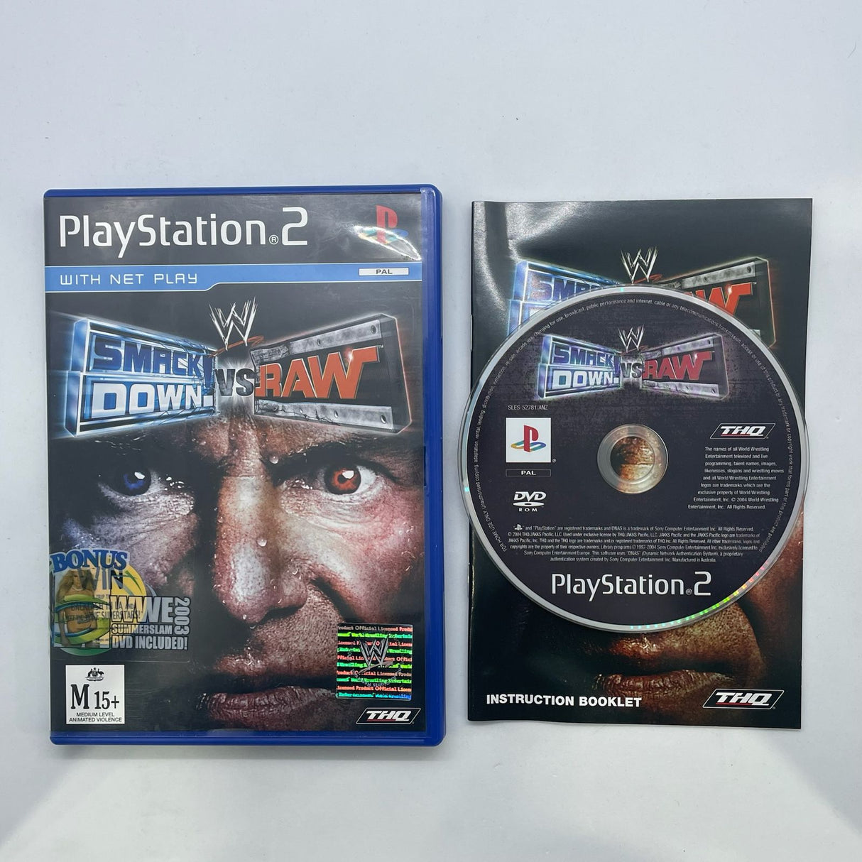 WWE Smackdown vs Raw PS2 Playstation 2 Game + Manual PAL