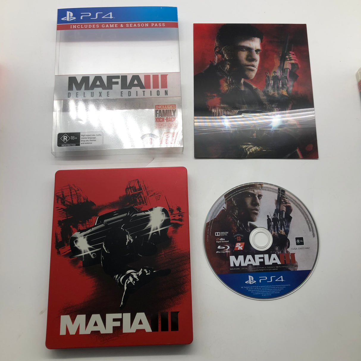 Mafia III 3 Deluxe Edition PS4 Playstation 4 Game + Manual Steelbook Edition 25AU4