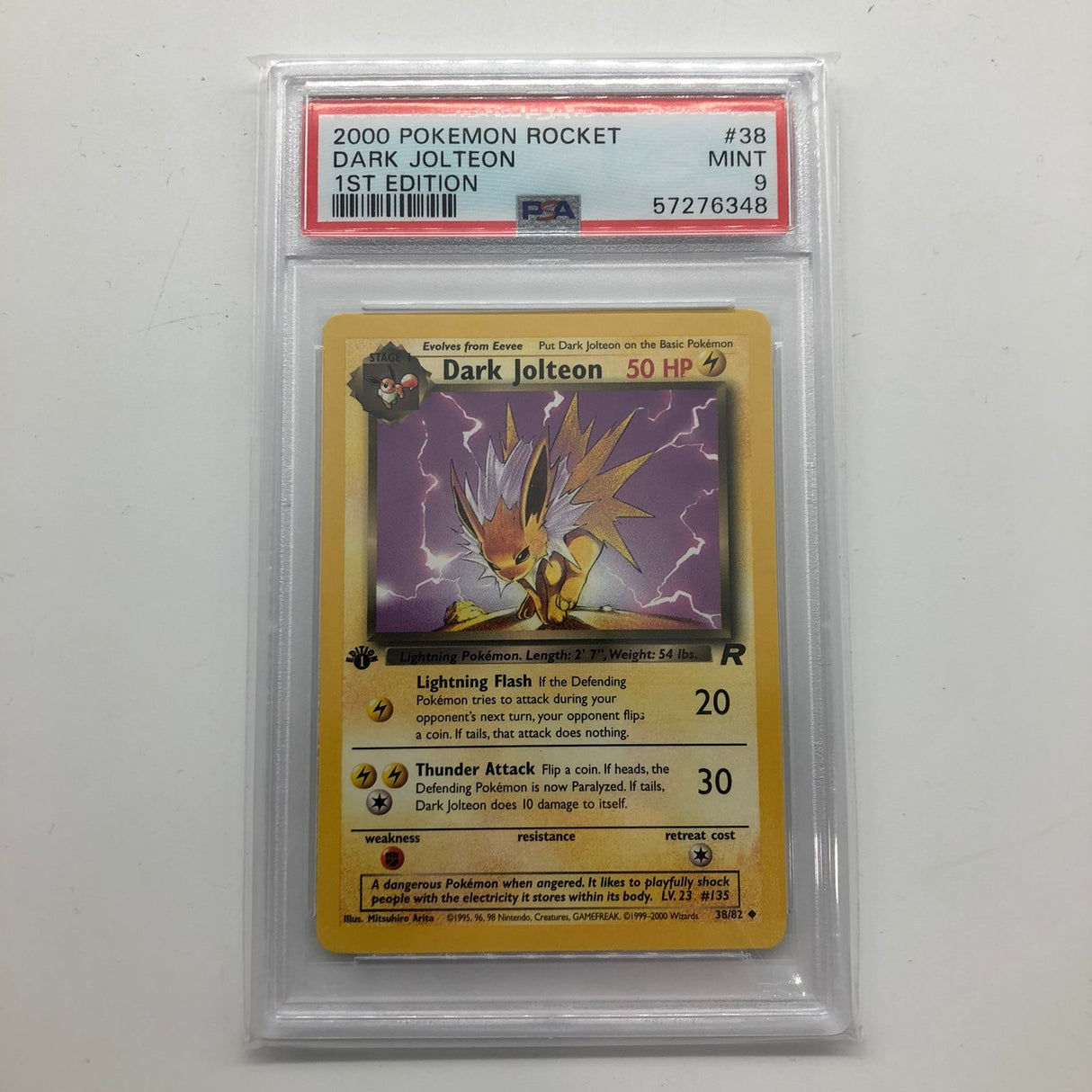 Dark Jolteon Pokemon Card 38/82 Rocket Graded PSA 9