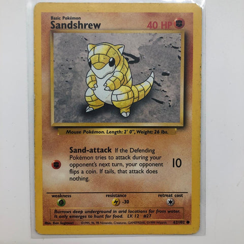 Sandshrew Pokemon Card 62/102 Base Set 28A4