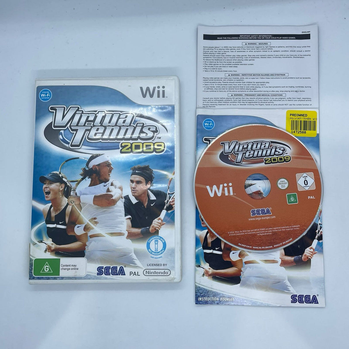 Virtua Tennis 2009 Nintendo Wii Game PAL