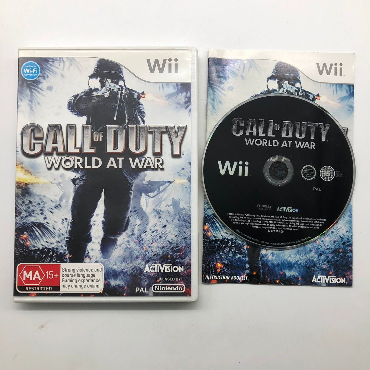 Call of Duty: World at War Nintendo Wii Game + Manual PAL 25AU4