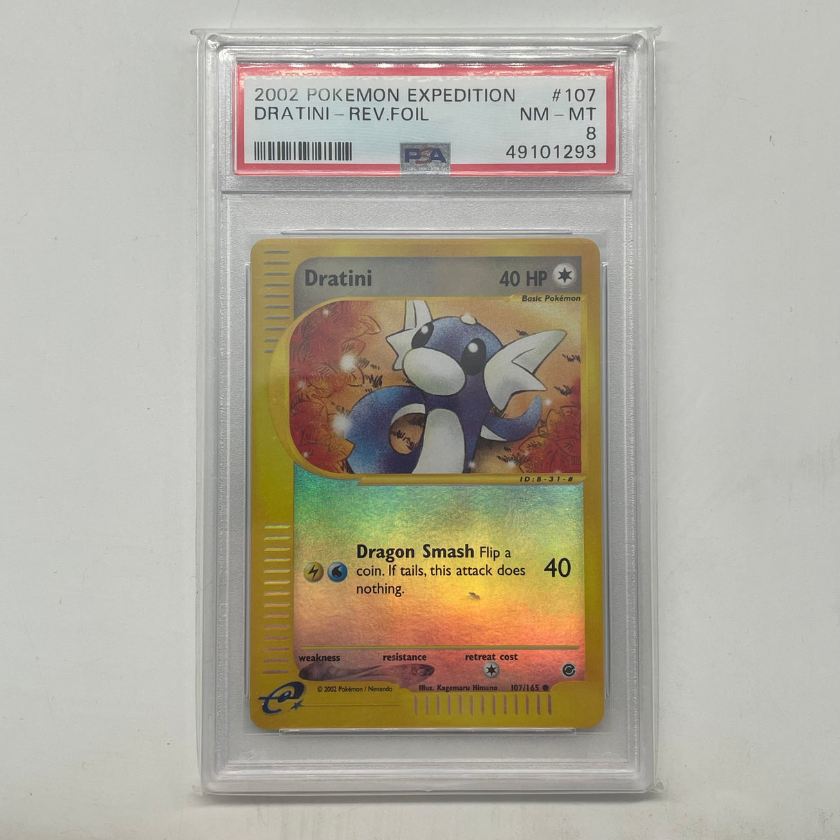 Dratini Pokémon Card 107/165 Reverse Holofoil PSA 8 Graded