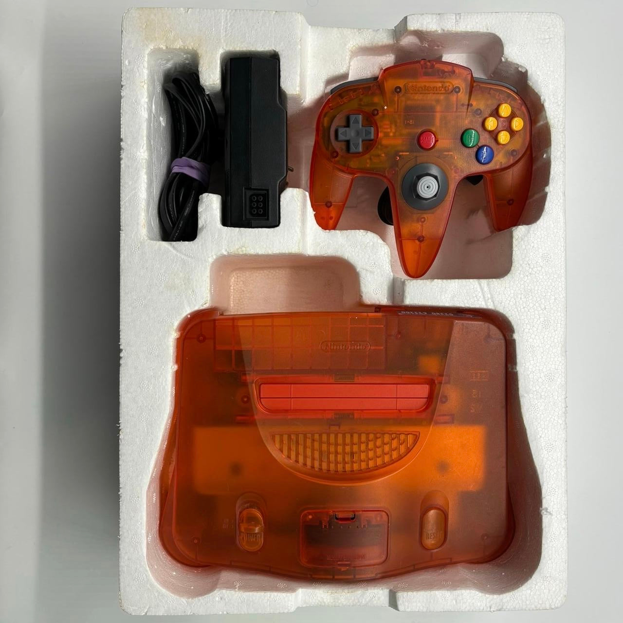 Nintendo 64 Fire Orange Funtastic EMPTY CONSOLE fashion BOX Reproduction Laminated with Poly/Styrofoam ( Carton / Caja / Boîte )