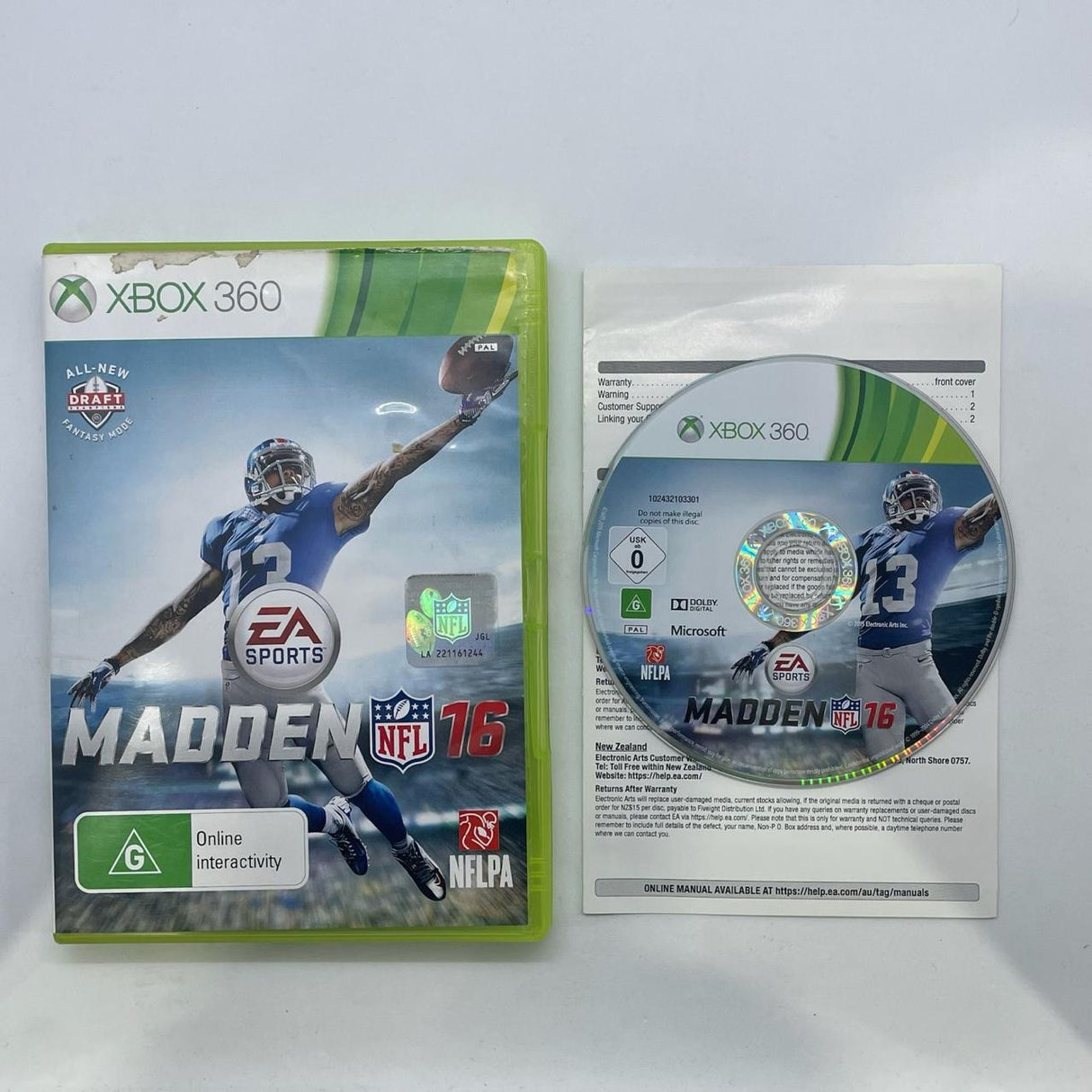 Madden NFL 16 Xbox 360 Game + Manual PAL