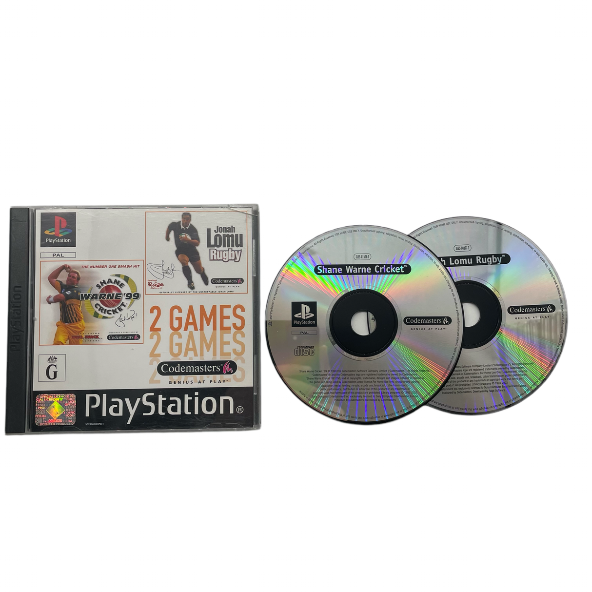 Shane Warne Cricket 99 Jonah Lomu Rugby 2 Games Double Pack PlayStation 1 PS1 Game PAL