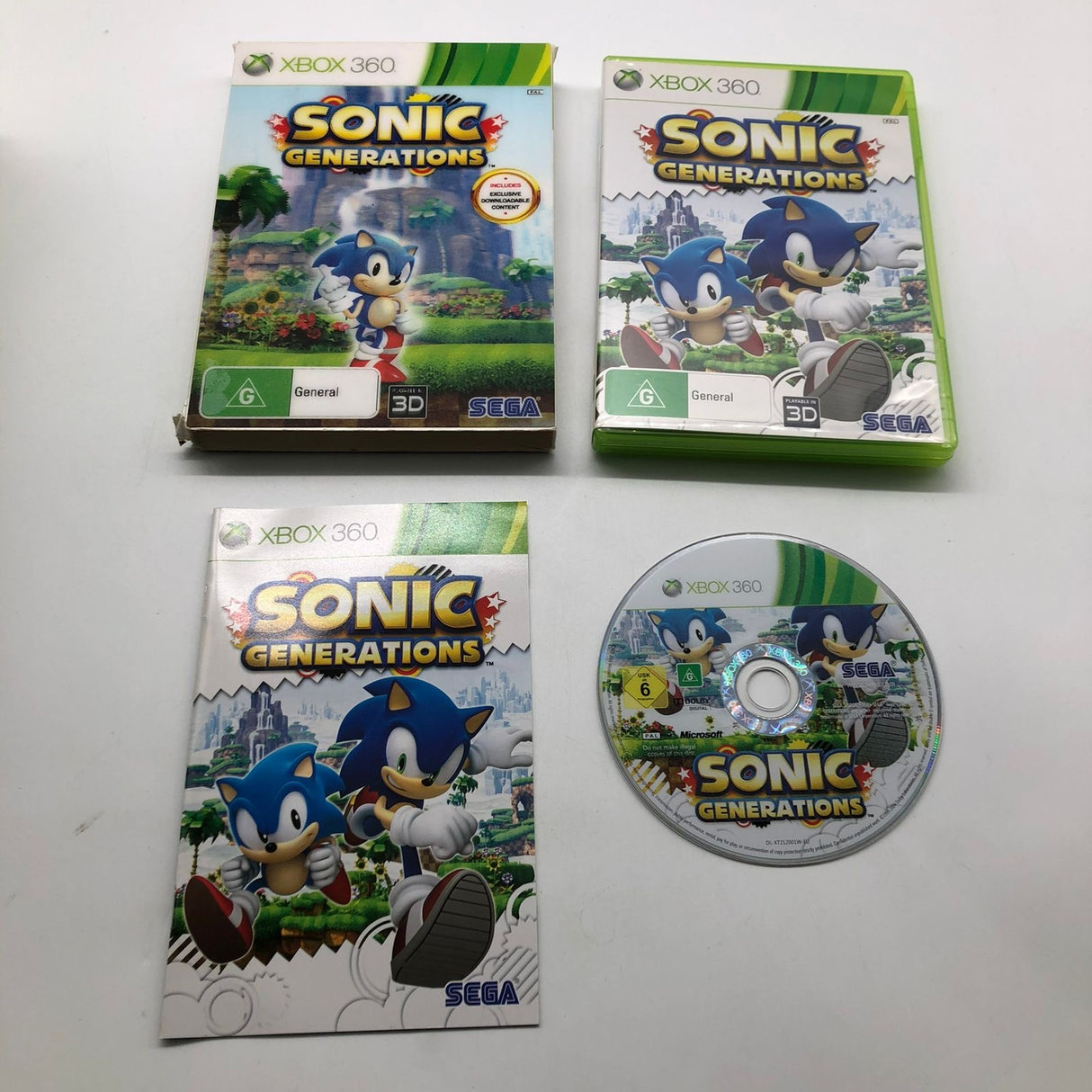 Sonic Generations Xbox 360 Game + Manual PAL 25AU4