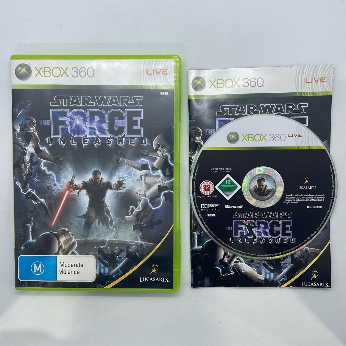 Star Wars The Force Unleashed Xbox 360 Game + Manual PAL