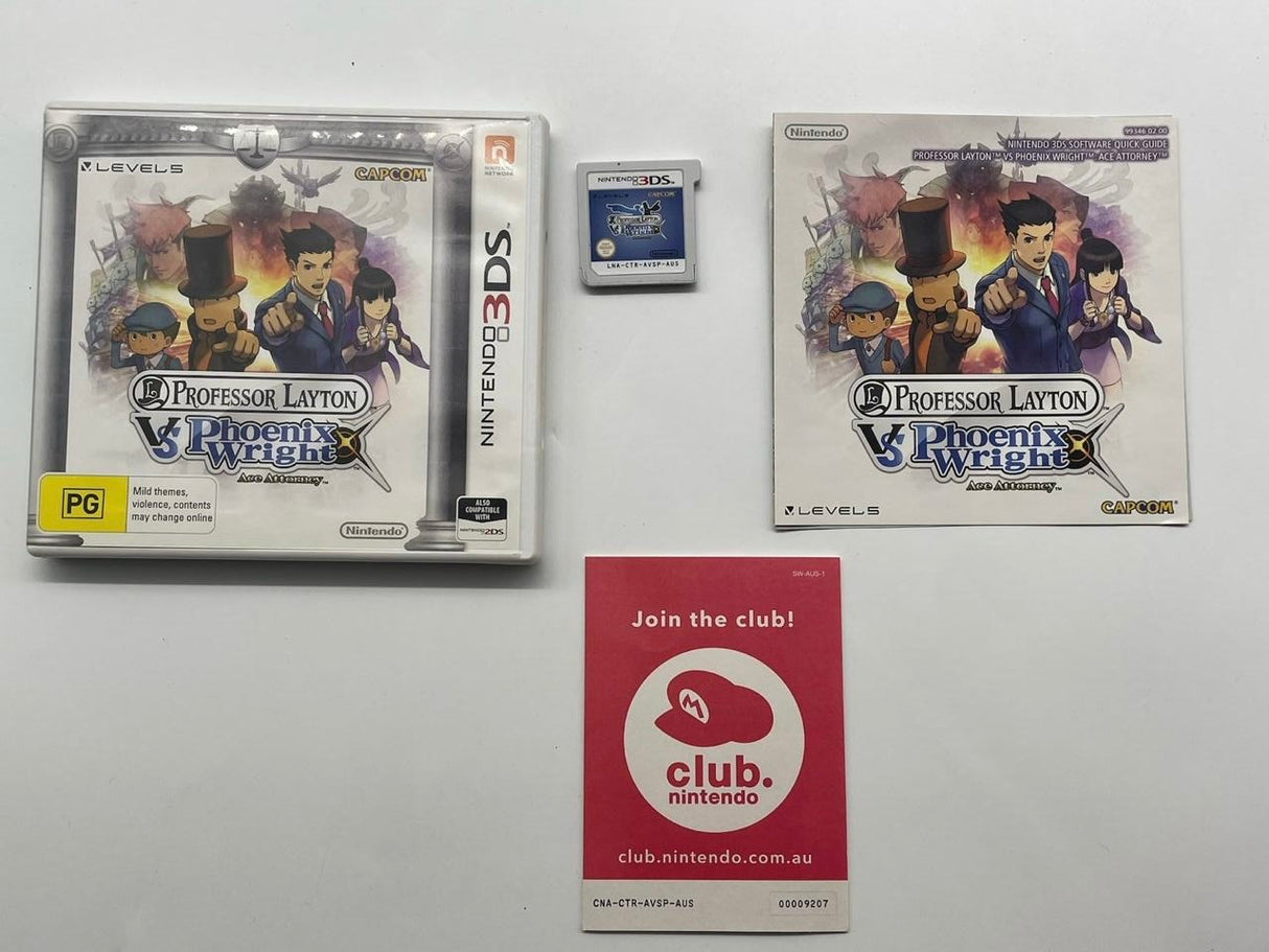 Professor Layton vs Phoenix Wright Ace Attorney Nintendo 3DS Game + Manual PAL