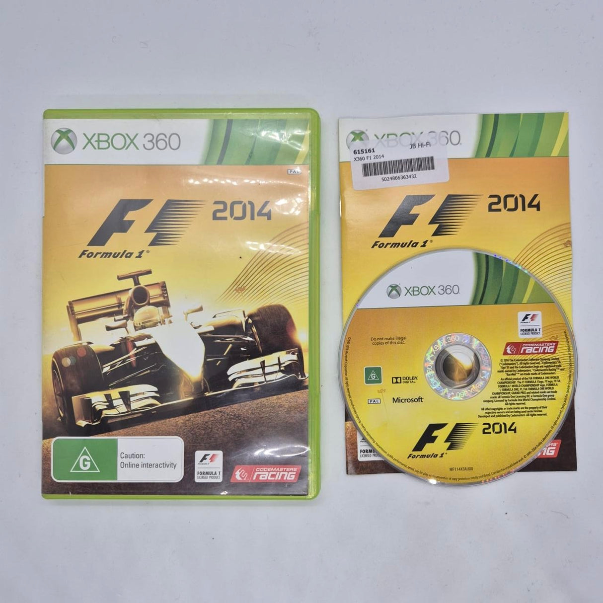 F1 Formula 1 2014 Xbox 360 Game + Manual PAL