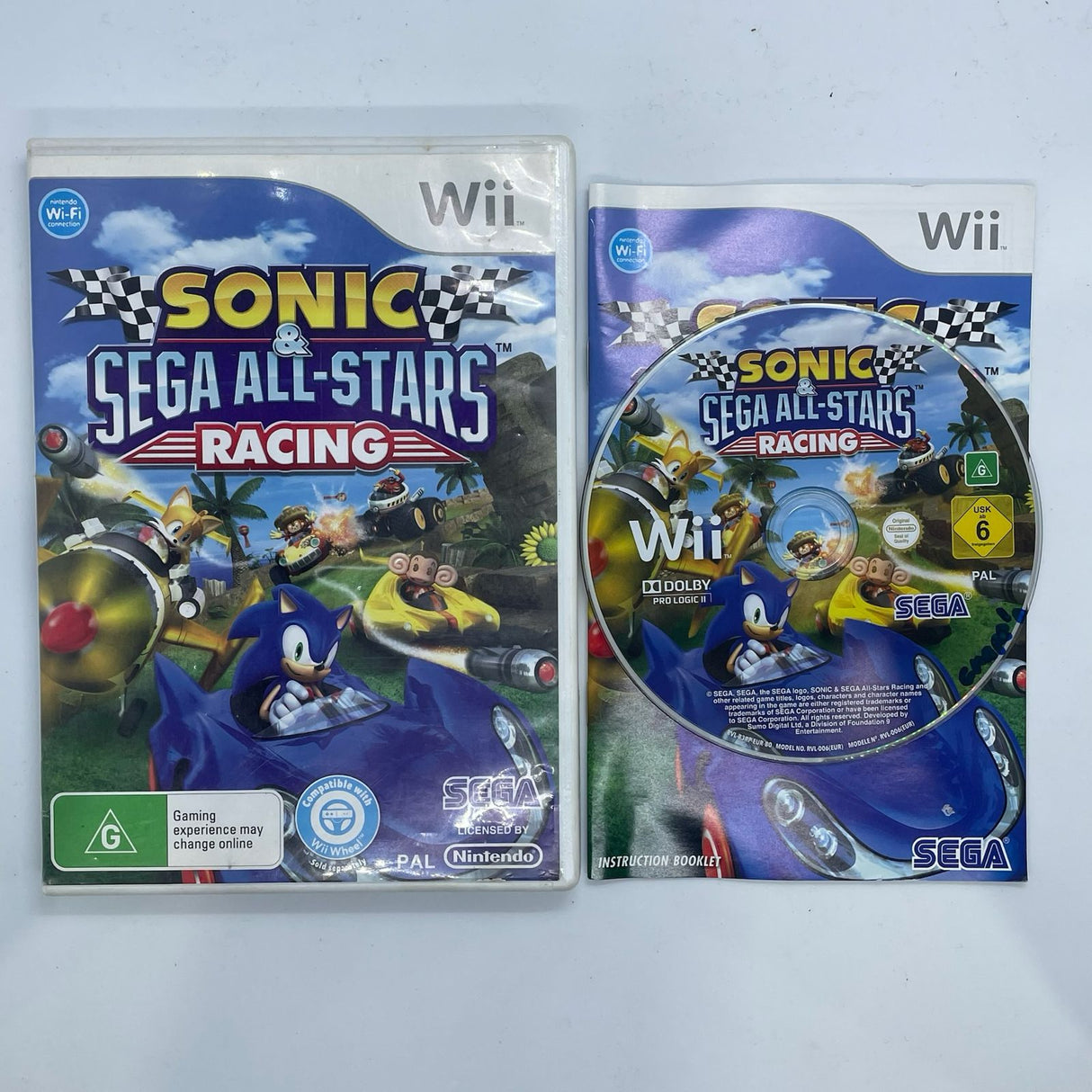 Sonic & Sega All-Stars Racing Nintendo Wii Game + Manual PAL