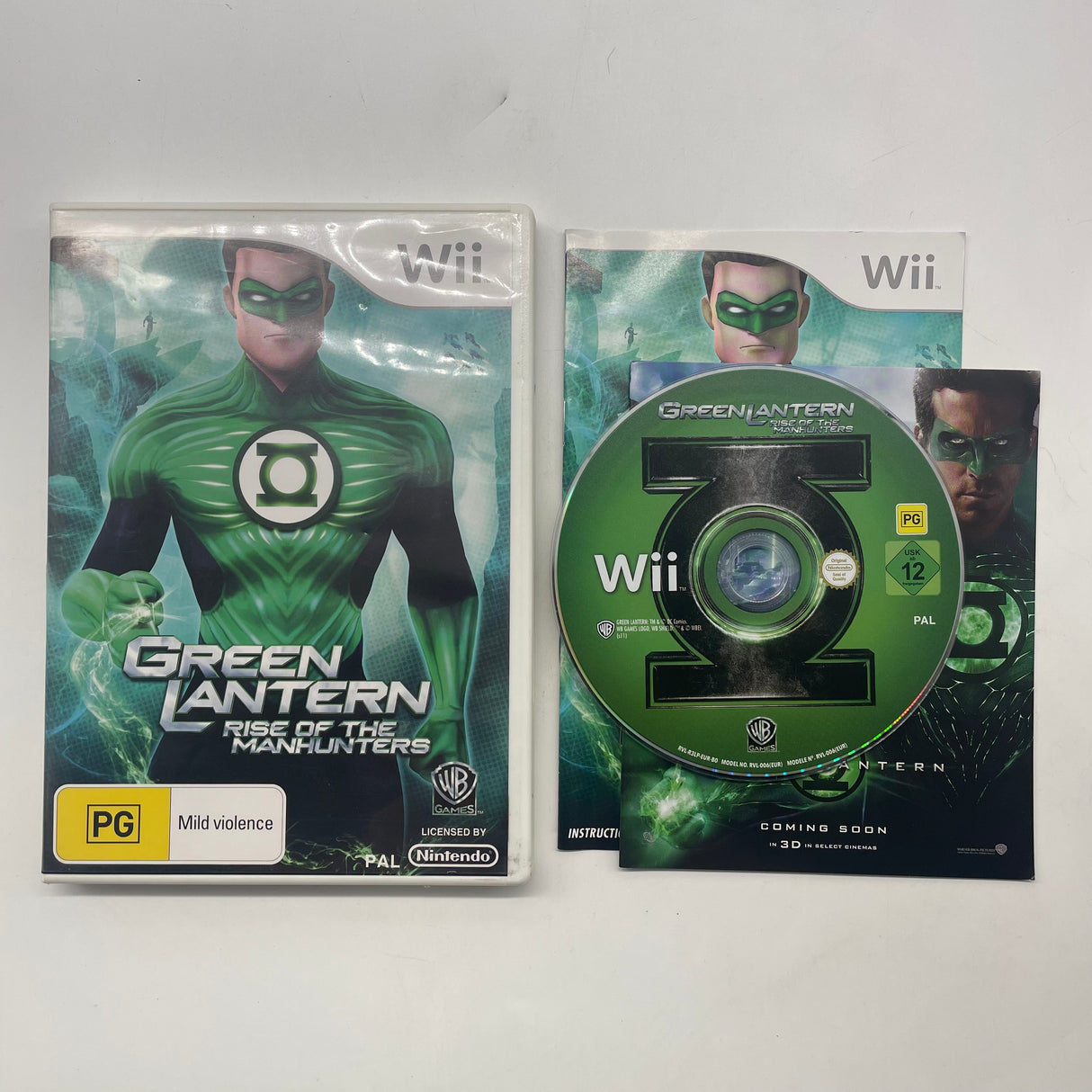 Green Lantern Rise of the Manhunters Nintendo Wii Game Complete Box Set with DVD Movie