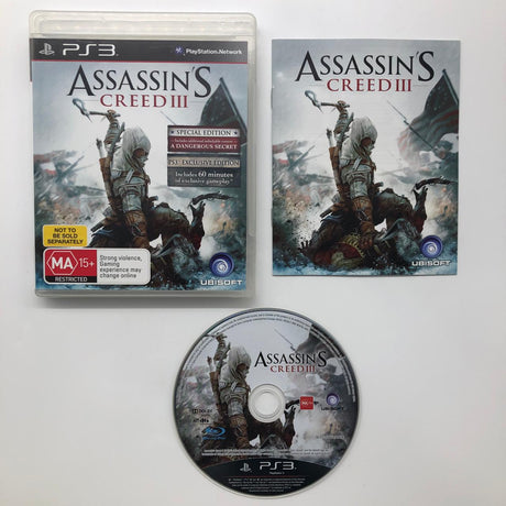 Assassins Creed III 3 PS3 Playstation 3 Game + Manual  28A4 - Trippy Trades 