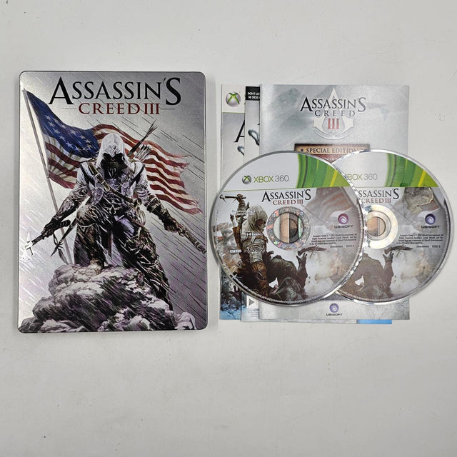 Assassins Creed III Xbox 360 Game + Manual PAL Steelbook Edition 9JE4 - Trippy Trades 