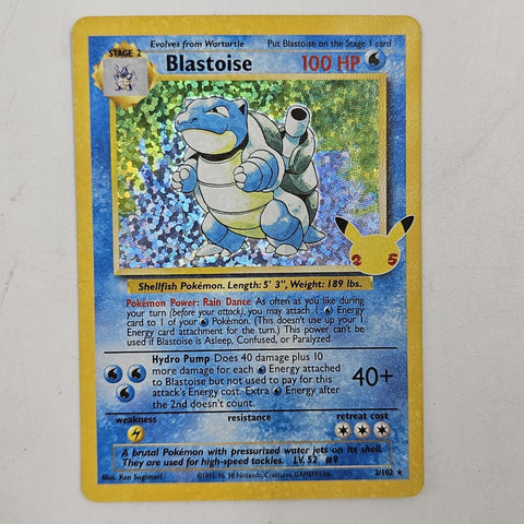 Blastoise Pokemon Card 2/102 Celebrations 16JE4