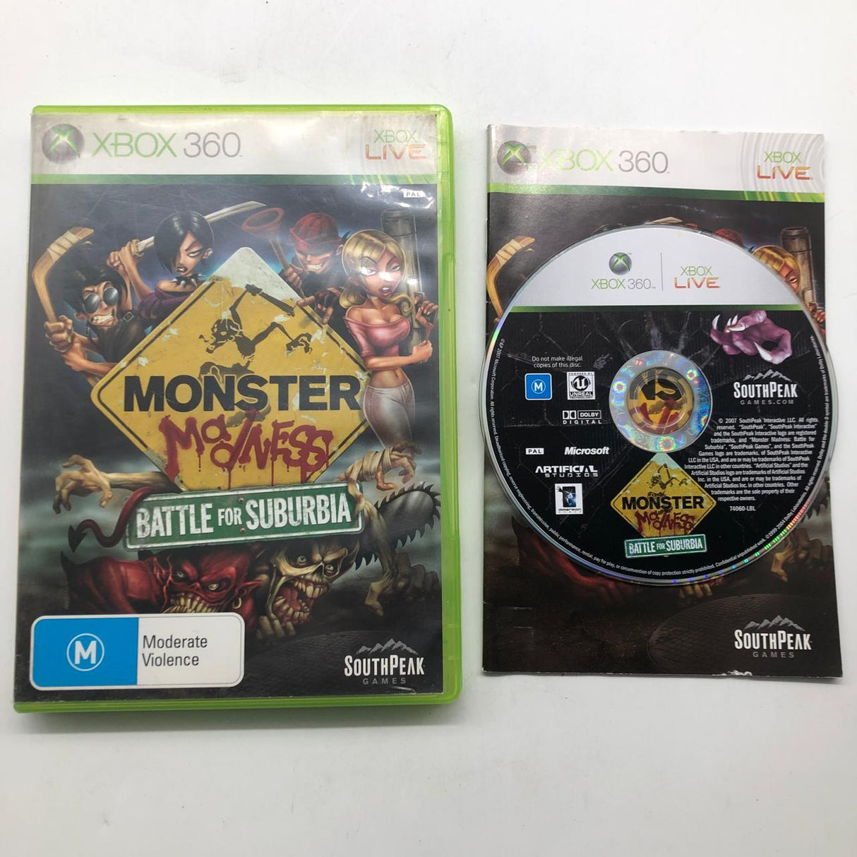 Monester Madness Battle For Suburbia Xbox 360 Game + Manual PAL