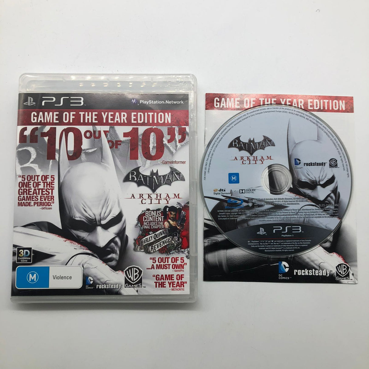 Batman Arkham City Game Of The Year Edition PS3 Playstation 3 Game + Manual