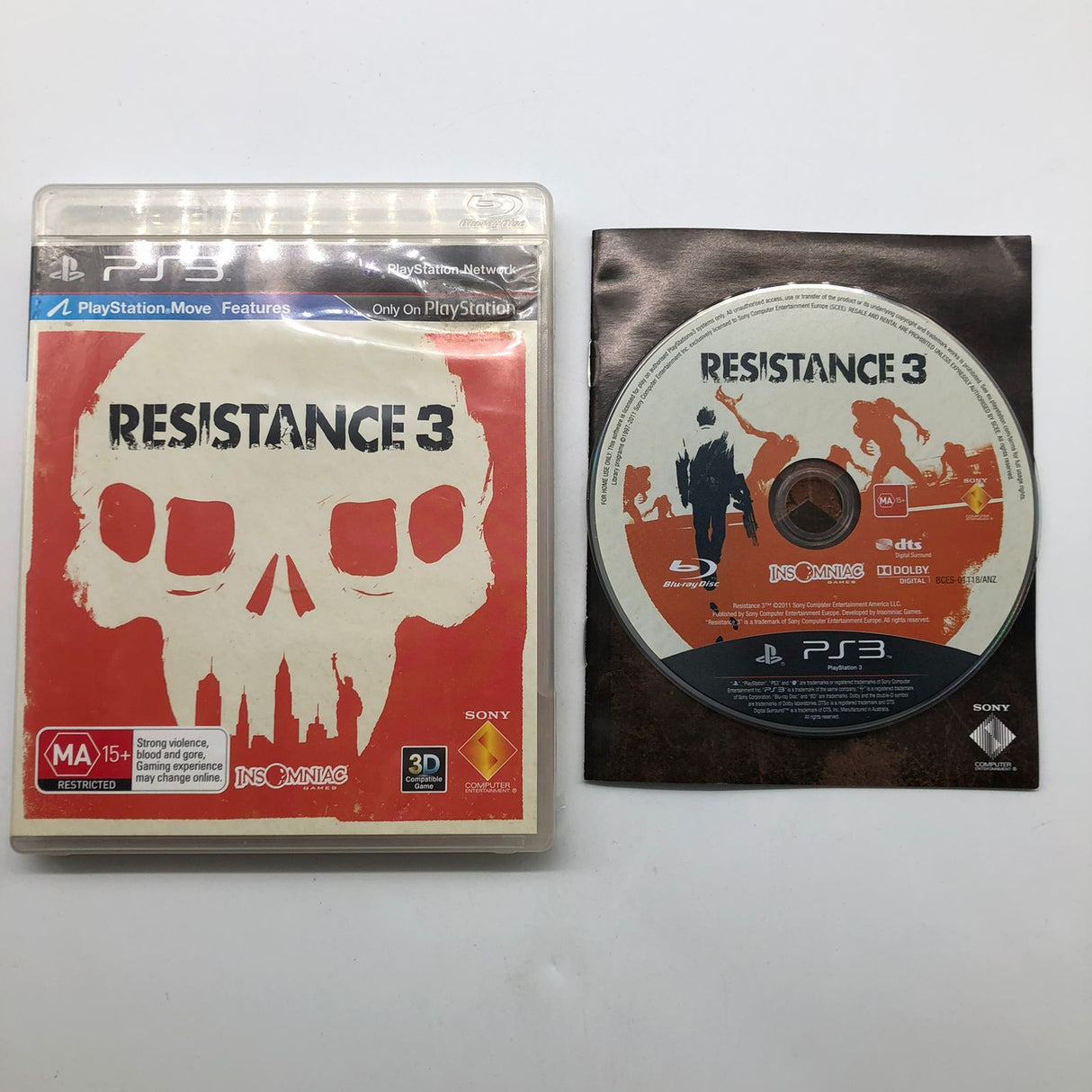 Resistance 3 PS3 Playstation 3 Game + Manual 25AU4