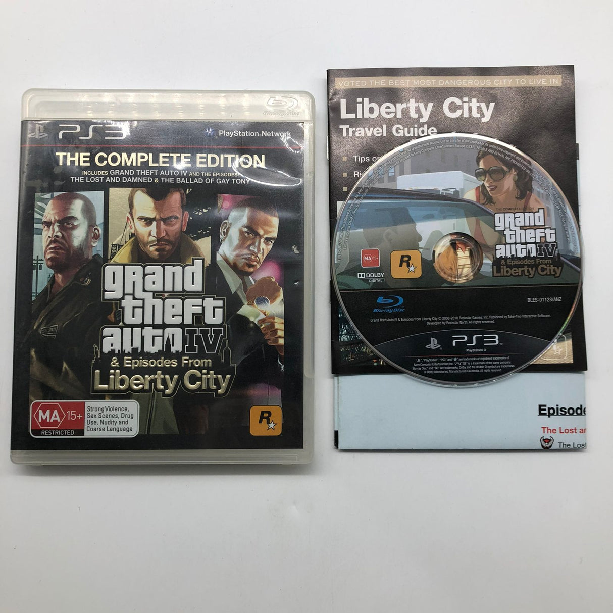 Grand Theft Auto GTA IV & Episodes Of Liberty City PS3 Playstation 3 Game + Manual 25AU4